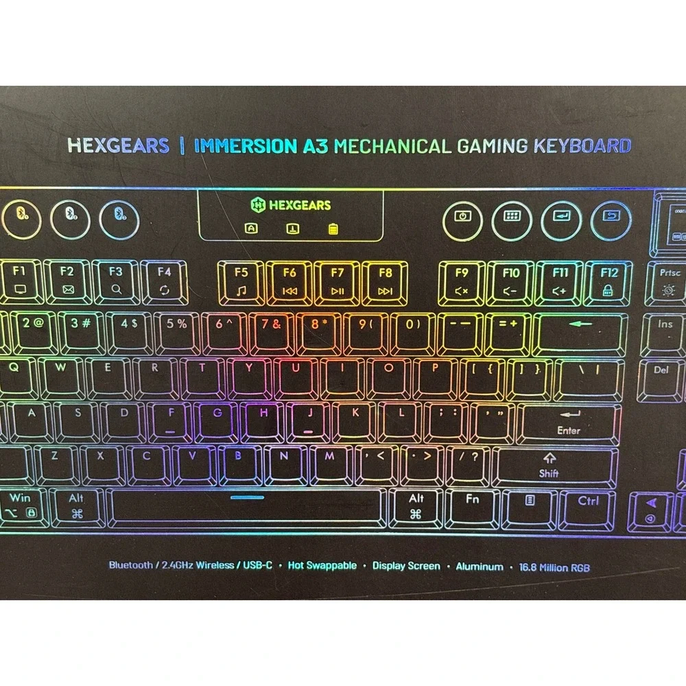 Hexgears Immersion A3 Mechanical Gaming Keyboard Wireless RGB Kailh Clicky Black